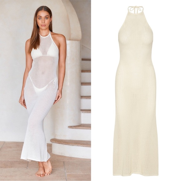 Monday Swimwear Dresses & Skirts - MONDAY Swimwear Wategos Dress in Ivory Crochet